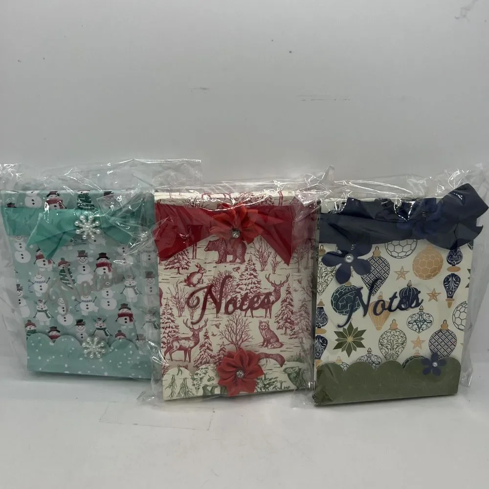 Handmade Christmas Holiday Notes Notepad W/ Little‎ Pen Great Stocking Stuffer